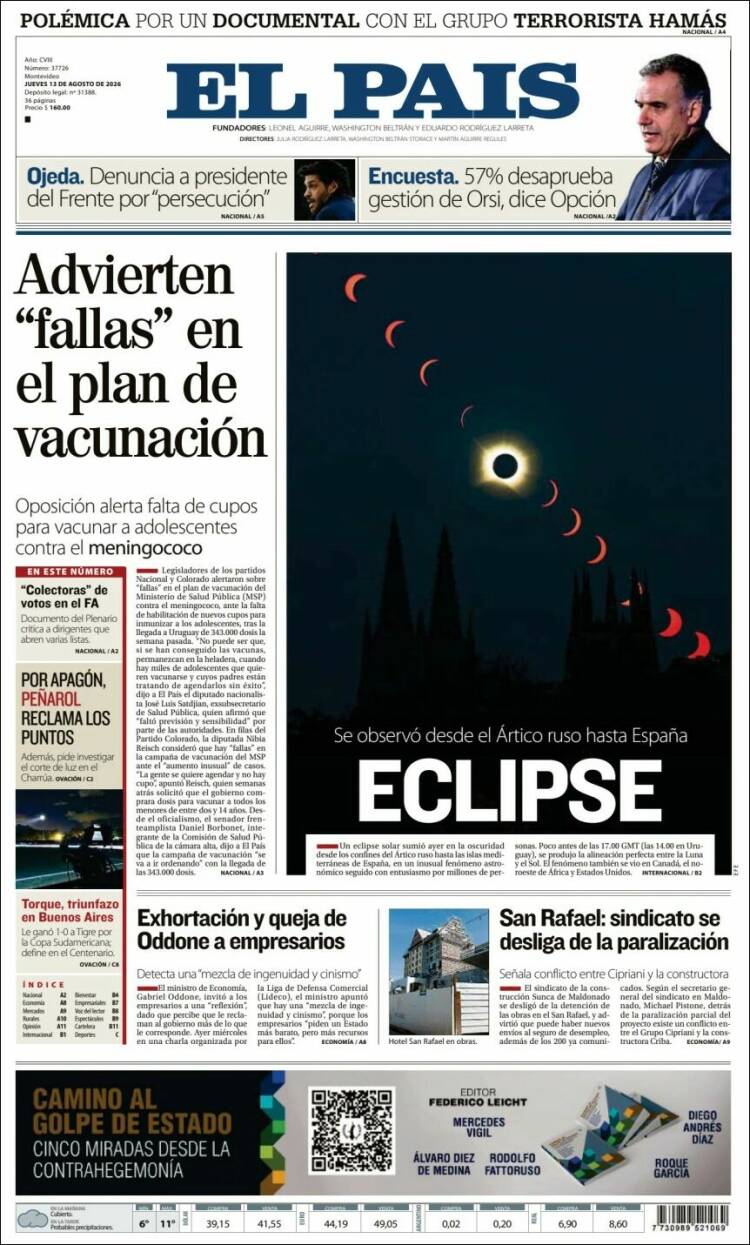 Portada de El País (Uruguay)