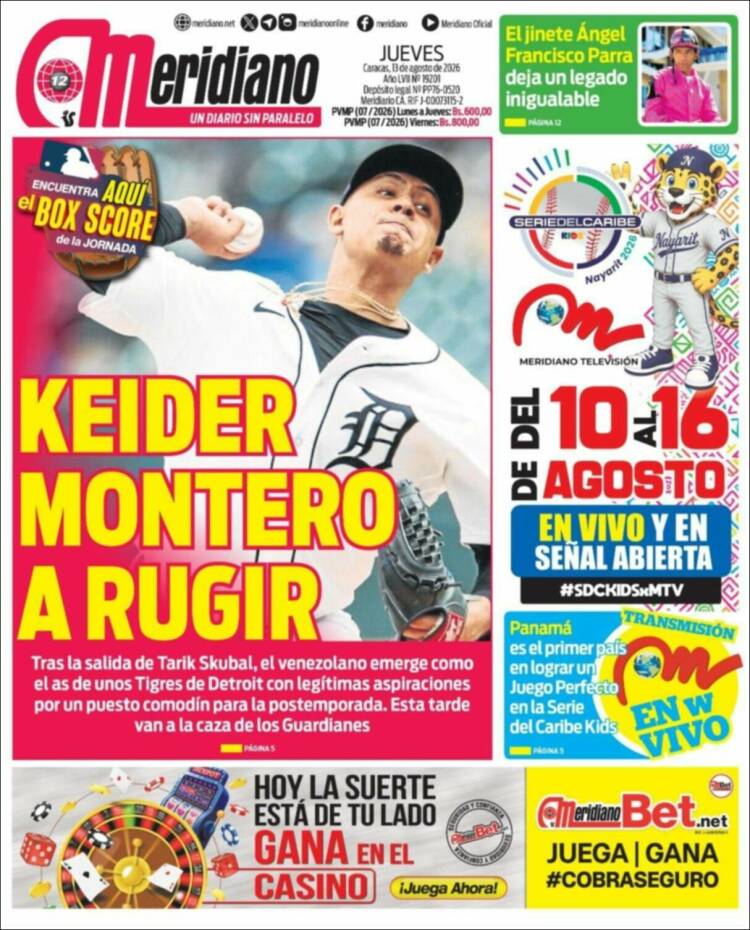 Portada de Meridiano (Venezuela)
