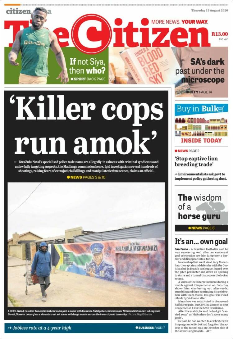Portada de The Citizen (Sud&aacute;frica)