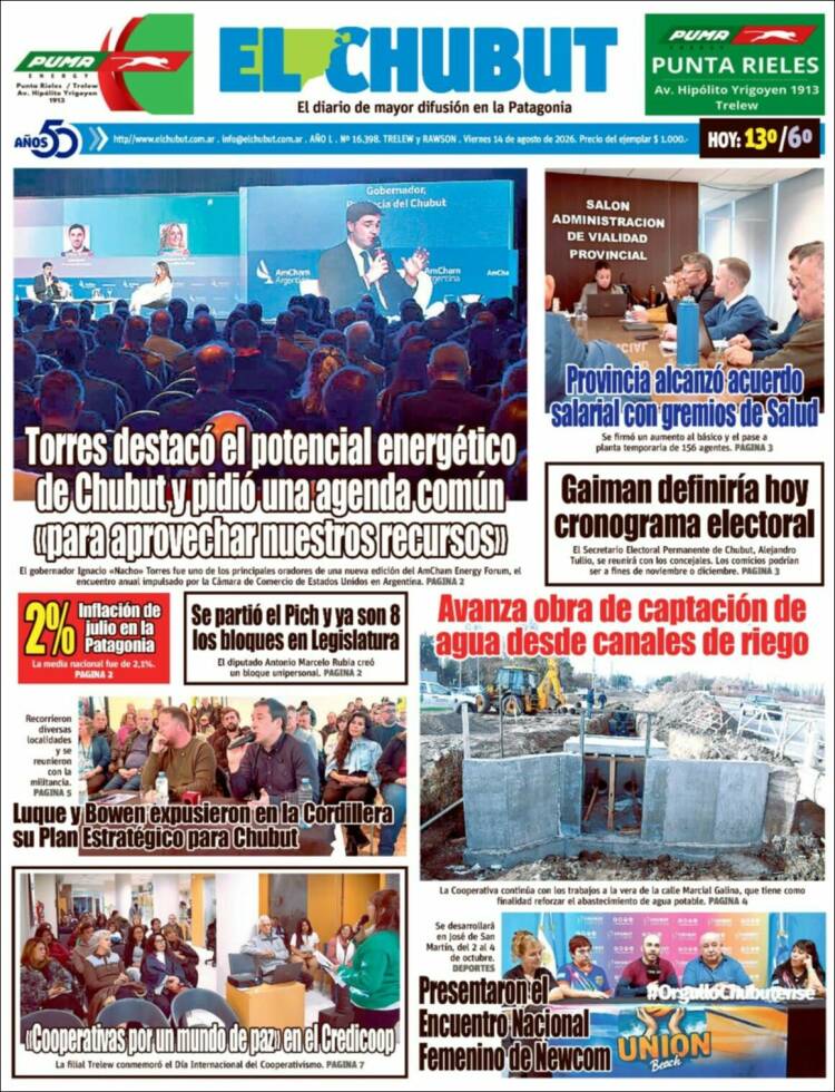 Portada de El Chubut (Argentina)