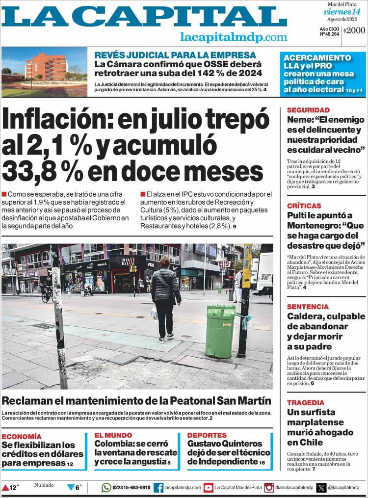 Portada de Diario La Capital - Mar del Plata (Argentina)