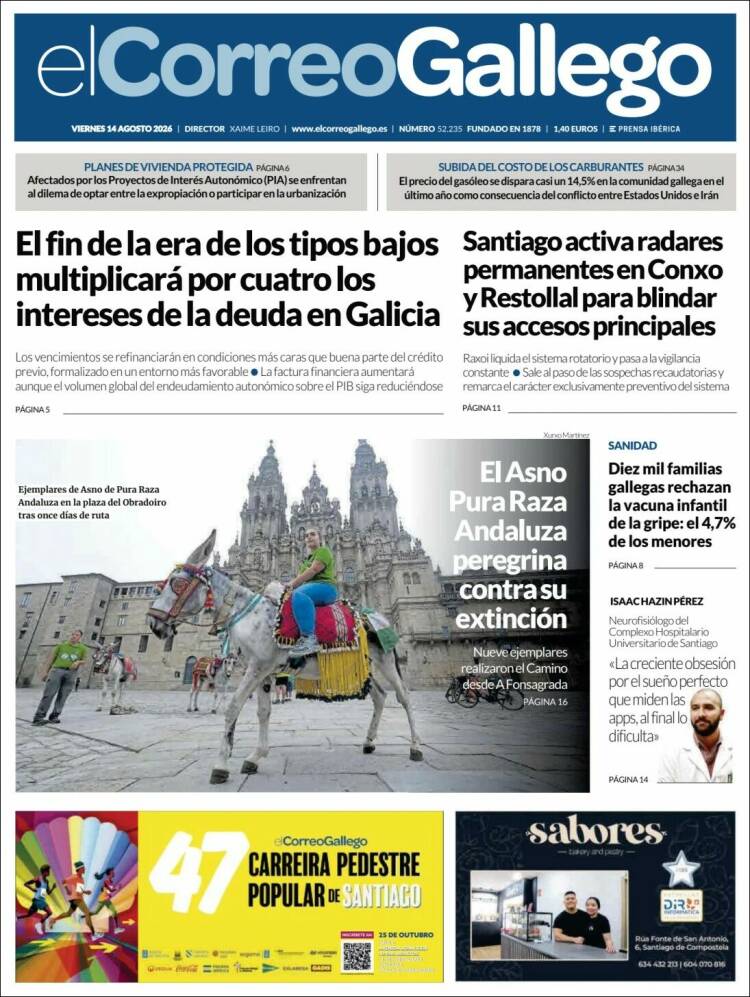 Portada de El Correo Gallego (Espa&ntilde;a)