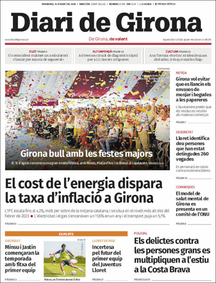 Portada de Diari de Girona (Espa&ntilde;a)