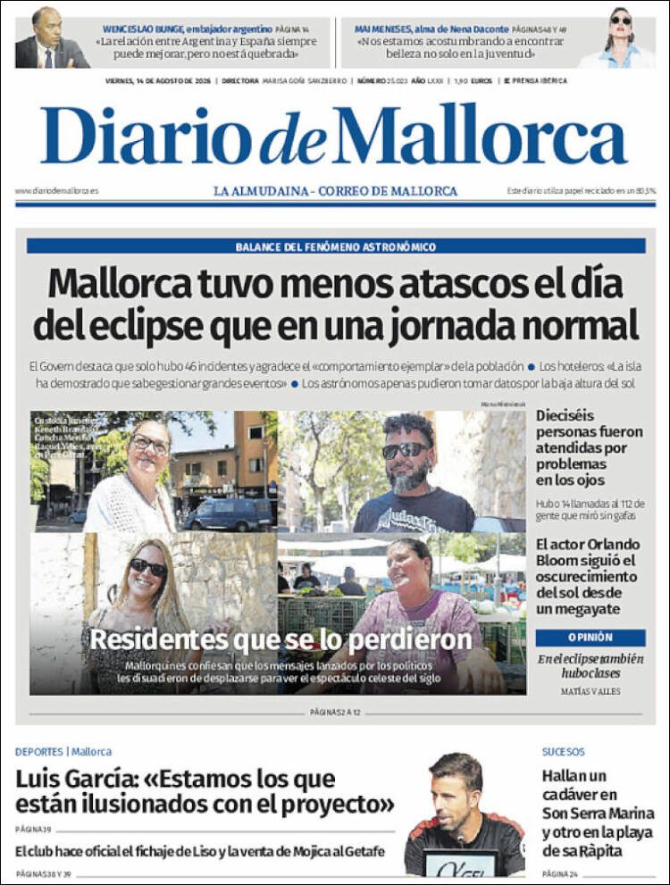 Portada de Diario de Mallorca (Espa&ntilde;a)
