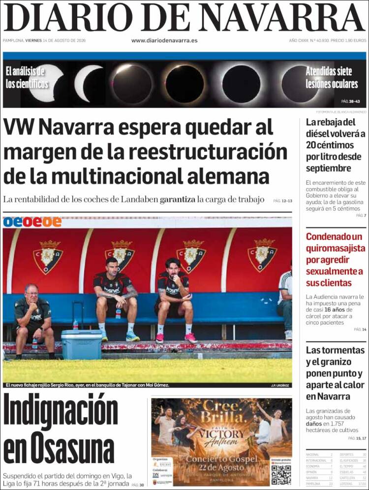 Portada de Diario de Navarra (Espa&ntilde;a)