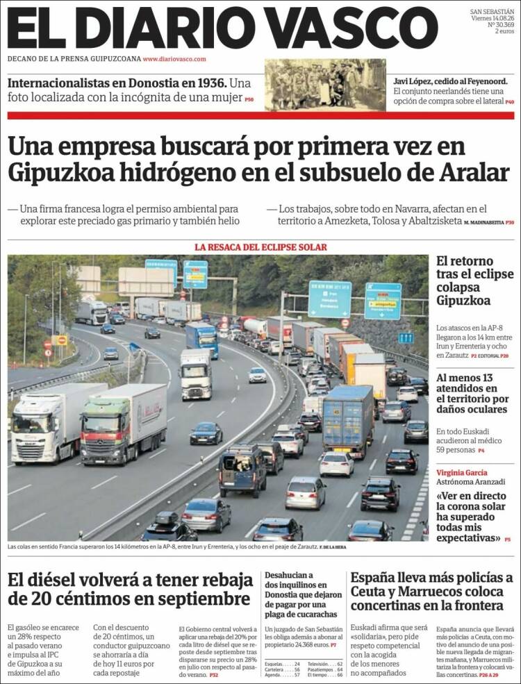 Portada de Diario Vasco (Espa&ntilde;a)