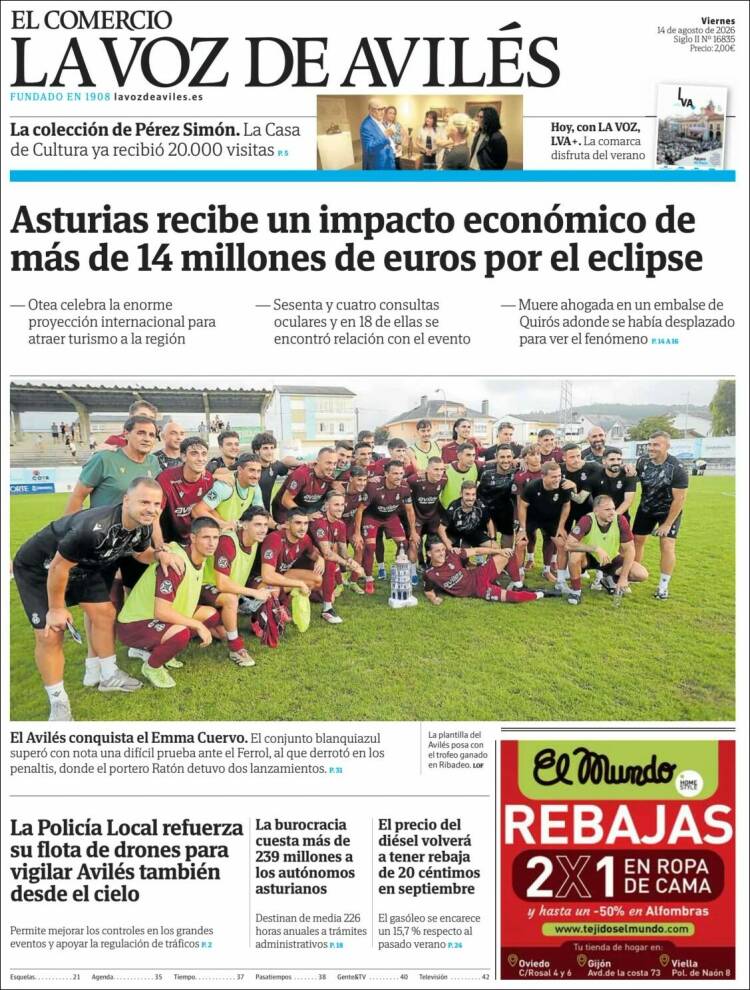 Portada de El Comercio - Avilés (Espa&ntilde;a)