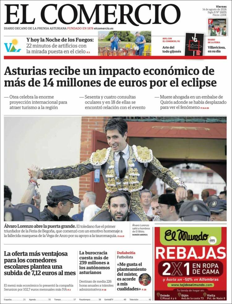 Portada de El Comercio - Gijón (Espa&ntilde;a)