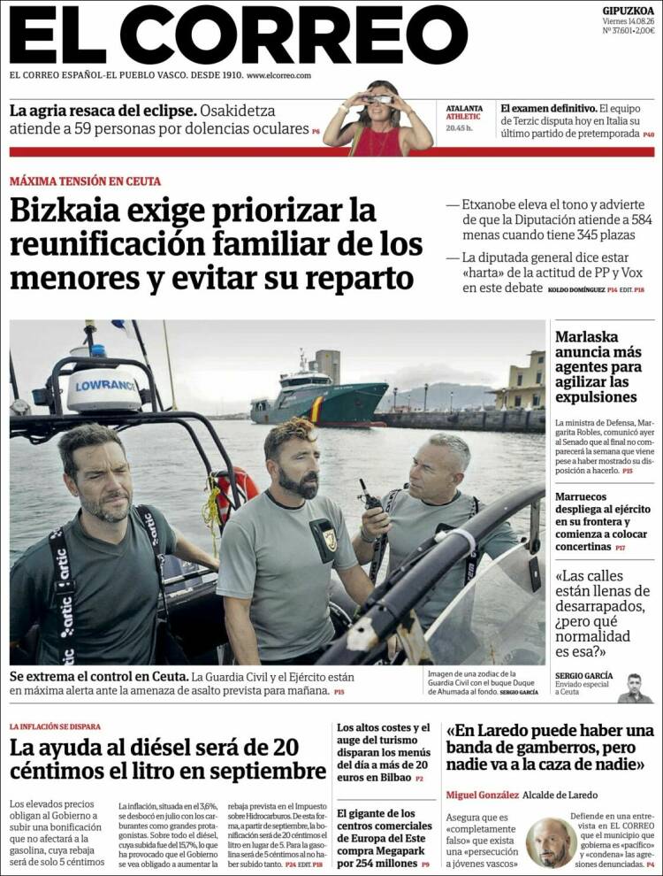 Portada de El Correo - Guipuzcoa (Espa&ntilde;a)