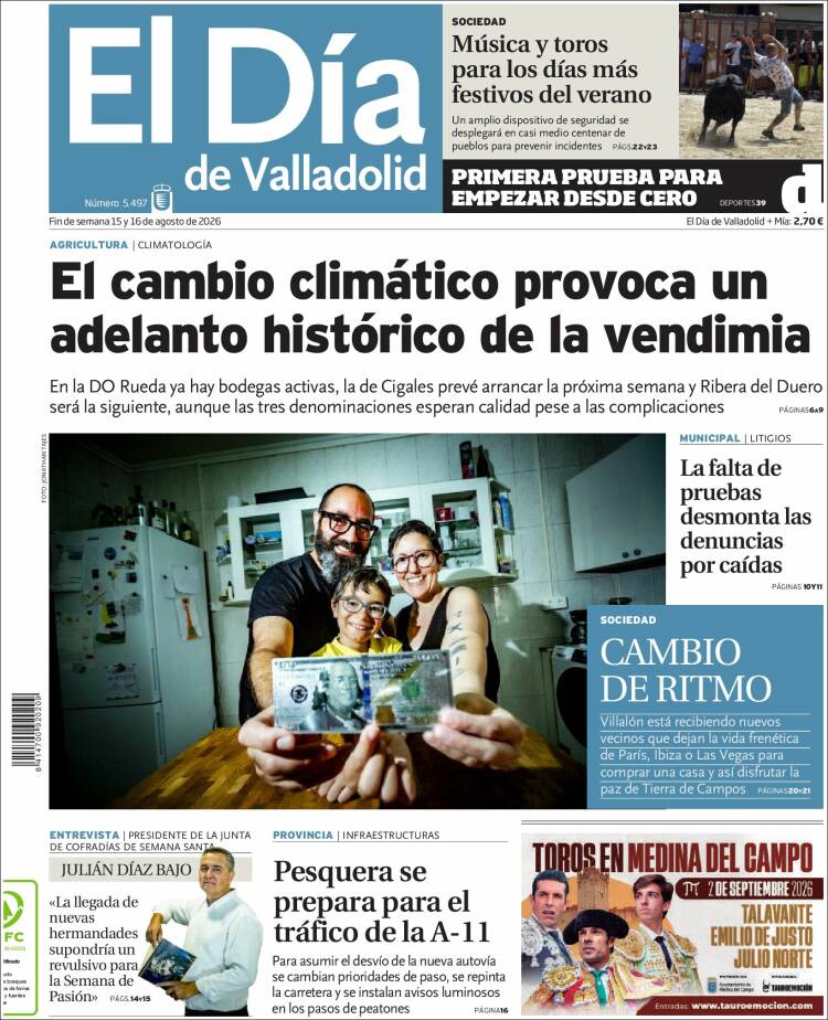 Portada de El Día de Valladolid (Espa&ntilde;a)