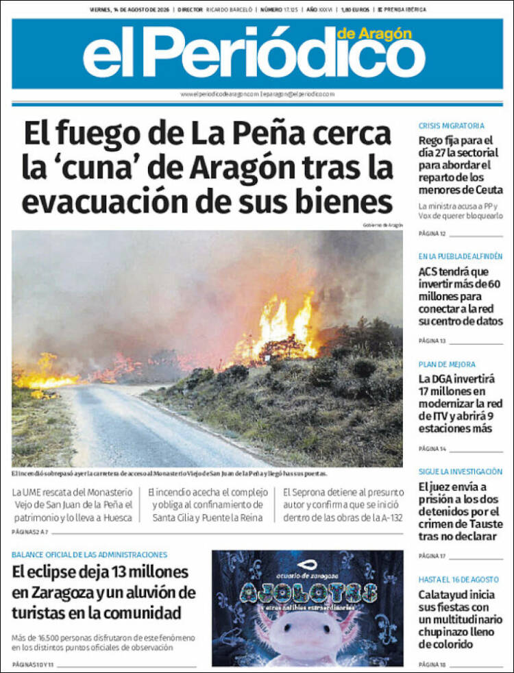 Portada de El Periódico de Aragón (Espa&ntilde;a)
