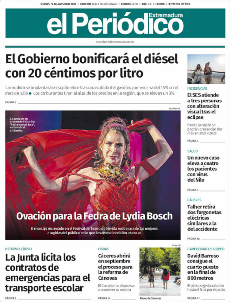 Portada de El Periódico de Extremadura (Espa&ntilde;a)