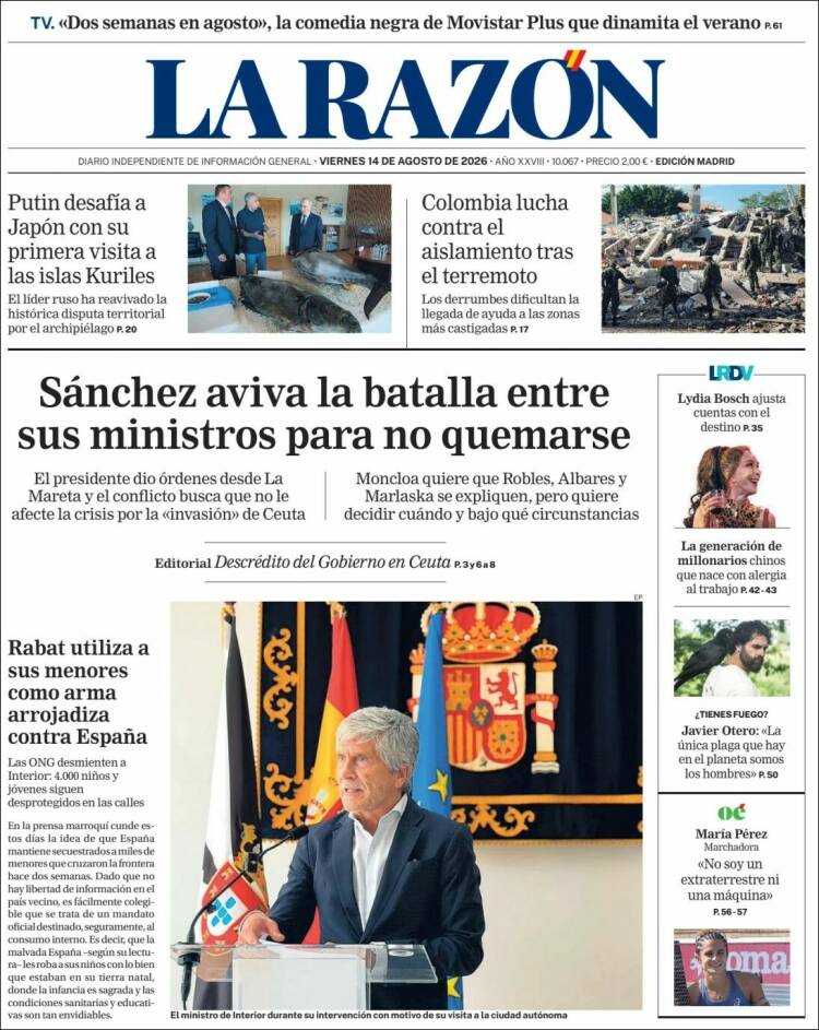 Portada de La Razón (Espa&ntilde;a)