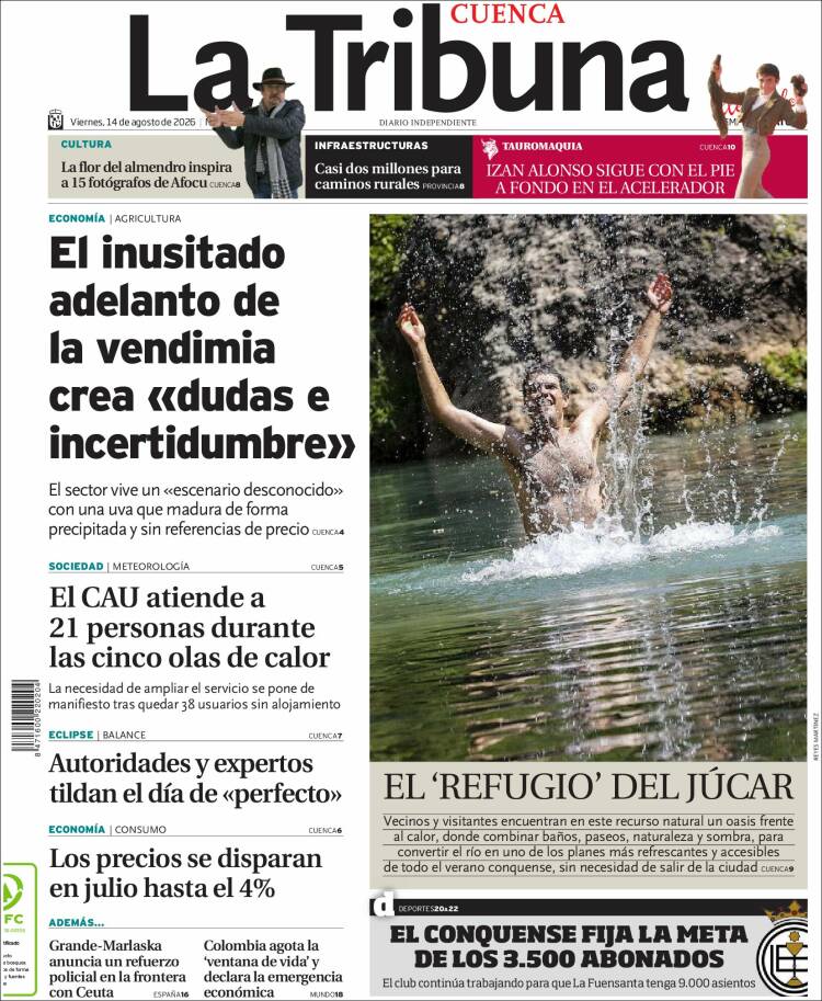 Portada de La Tribuna de Cuenca (Espa&ntilde;a)