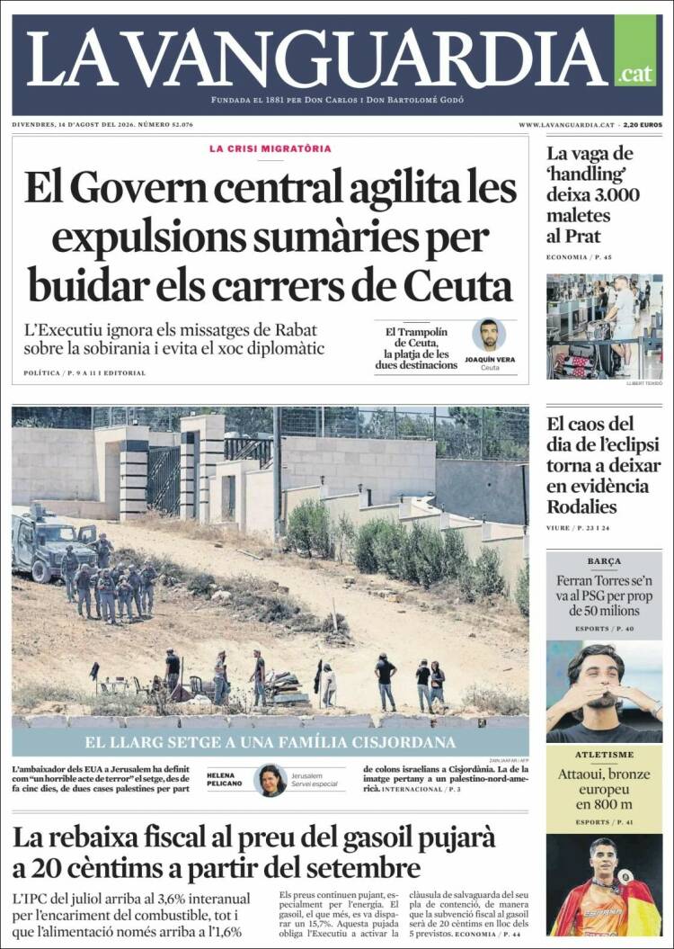 Portada de La Vanguardia (Espa&ntilde;a)