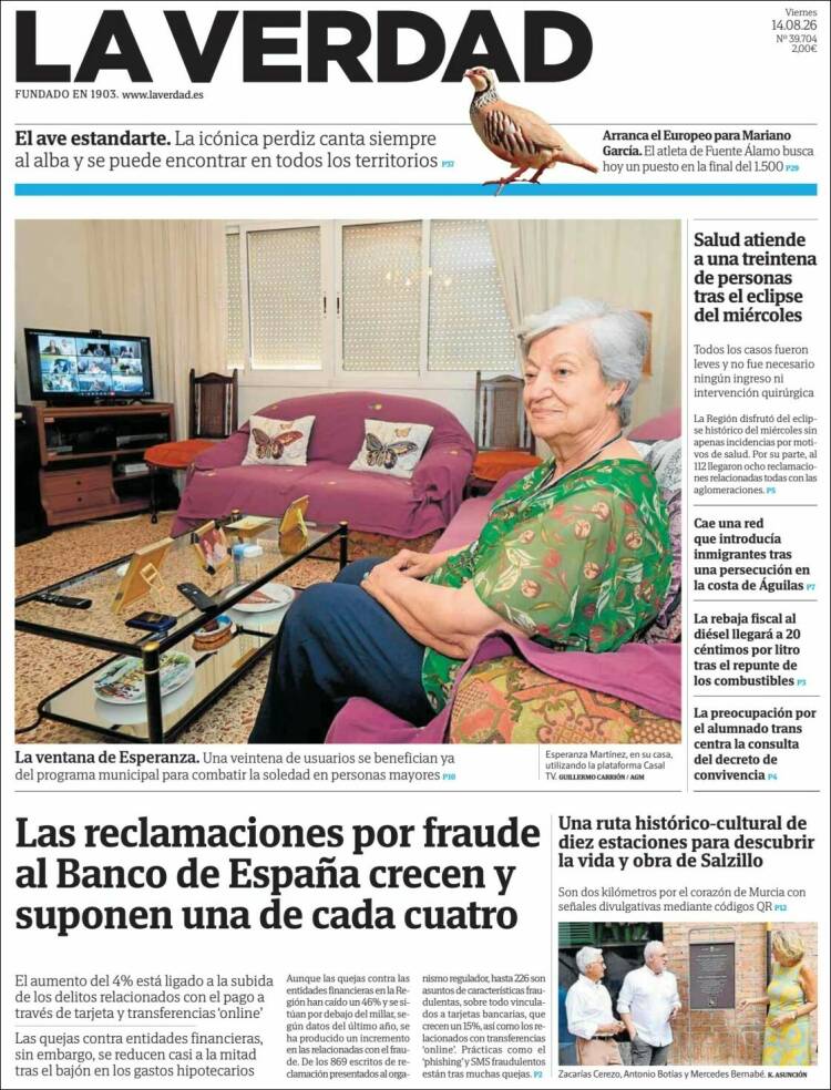 Portada de La Verdad de Murcia (Espa&ntilde;a)
