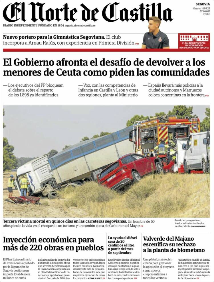 Portada de Norte de Castilla - Segovia (Espa&ntilde;a)