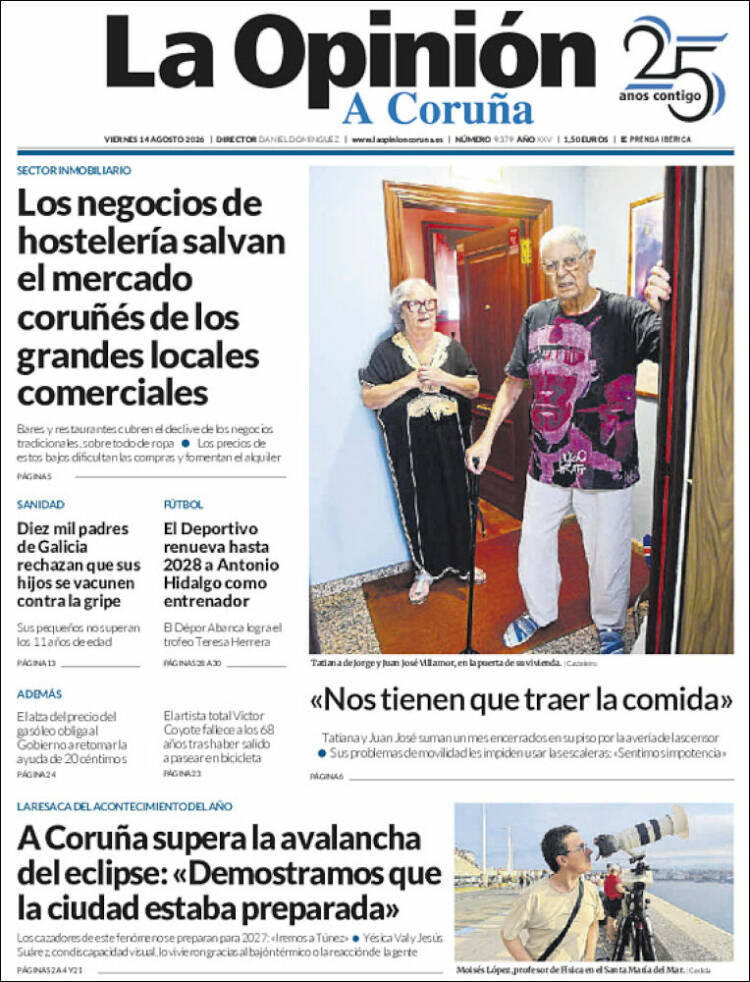 Portada de La Opinión de A Coruña (Espa&ntilde;a)