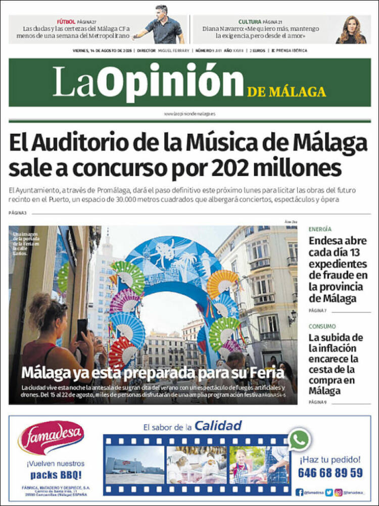 Portada de La Opinión de Málaga (Espa&ntilde;a)