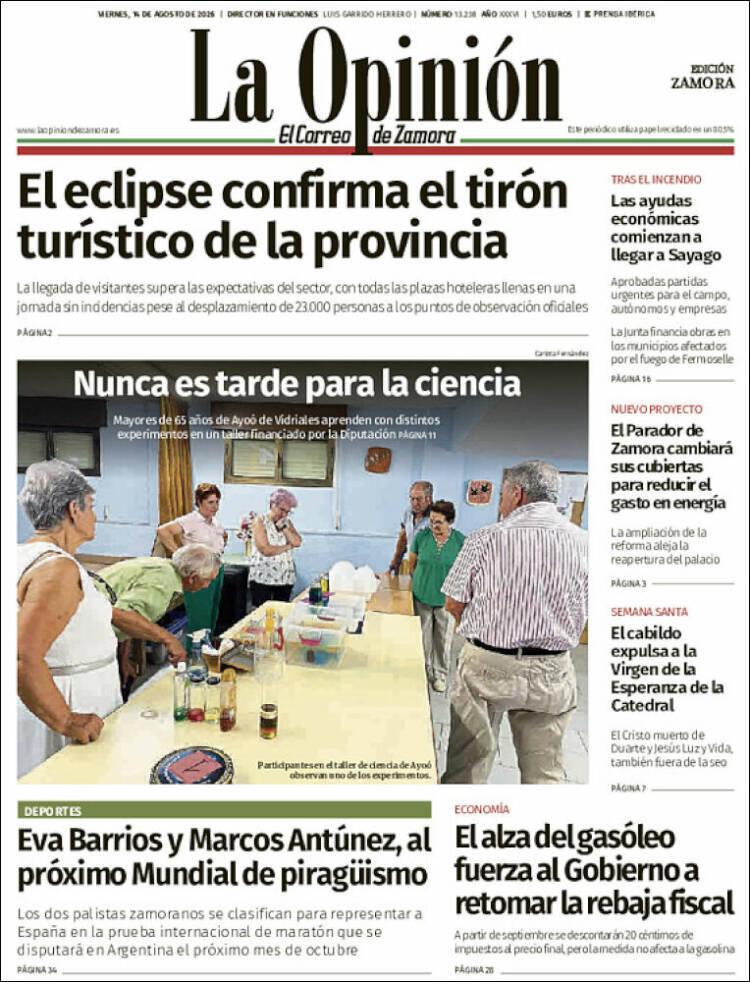 Portada de La Opinión - El Correo de Zamora (Espa&ntilde;a)
