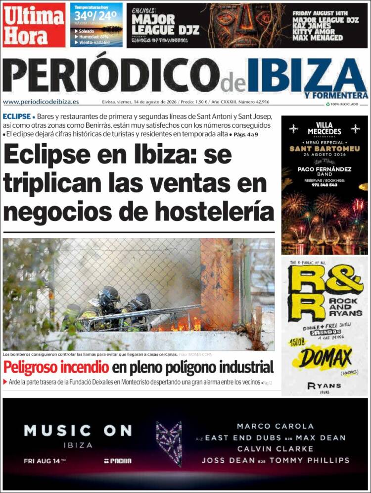 Portada de Periódico de Ibiza (Espa&ntilde;a)