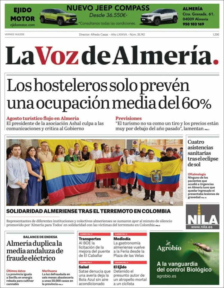 Portada de La Voz de Almería (Espa&ntilde;a)