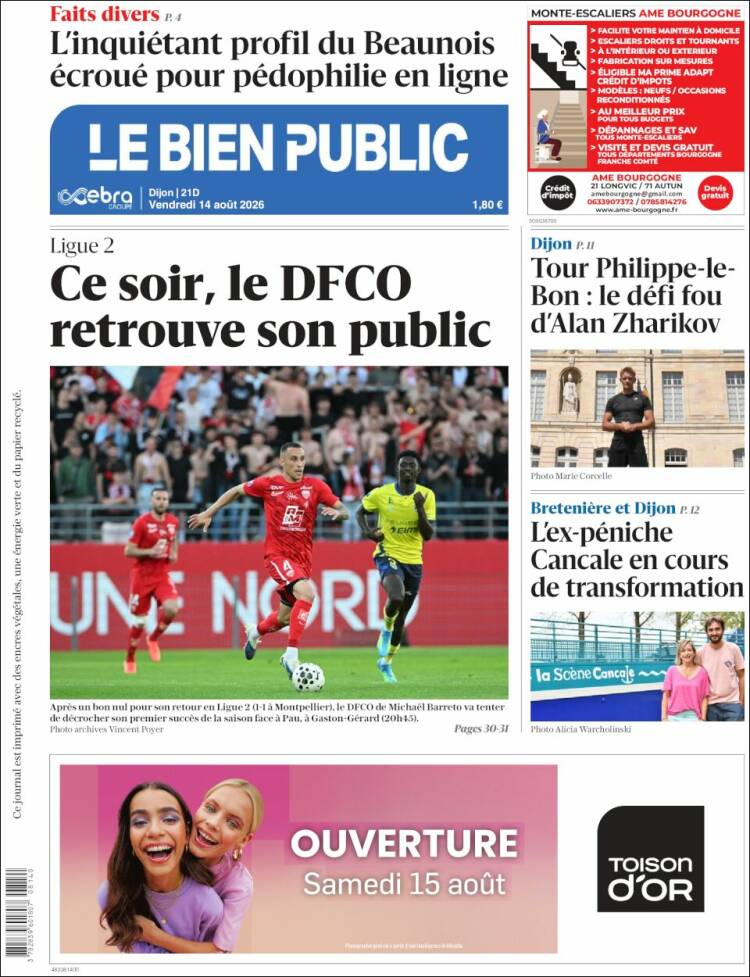 Portada de Le Bien Public (Francia)