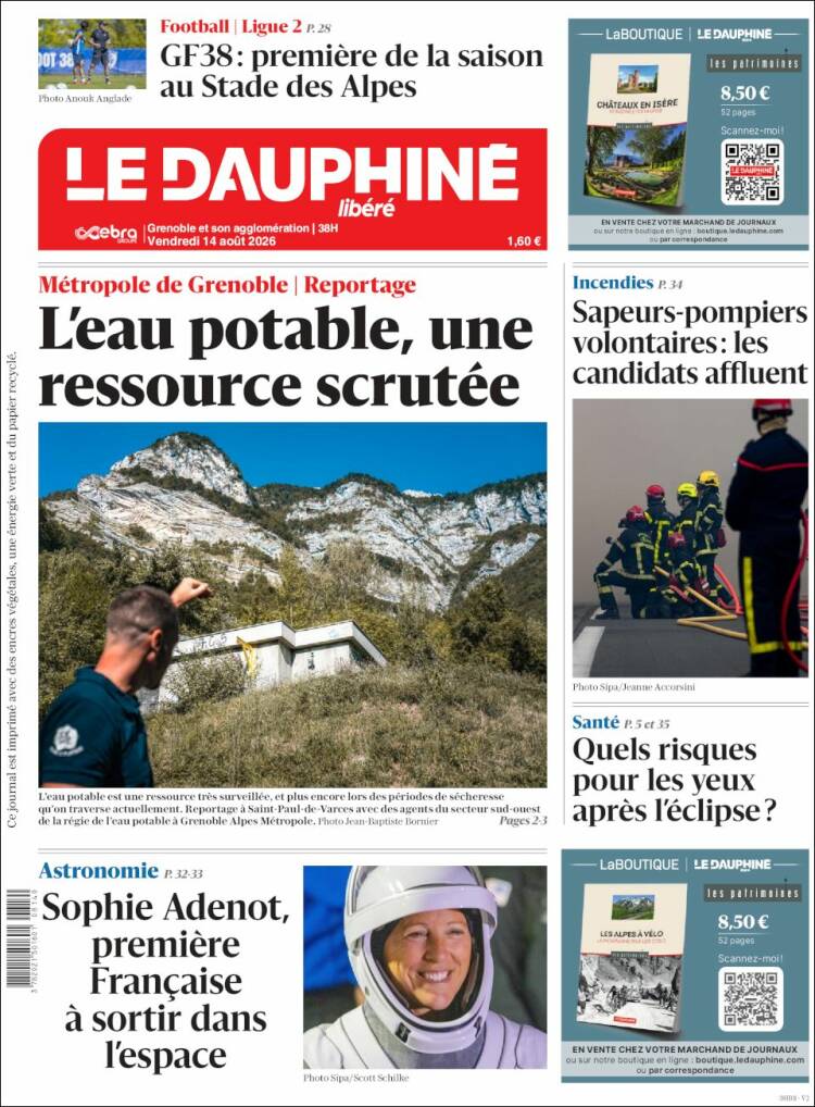 Portada de Le Dauphiné Libéré (Francia)