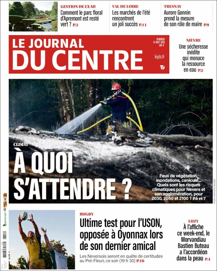 Portada de Le Journal du Centre (Francia)