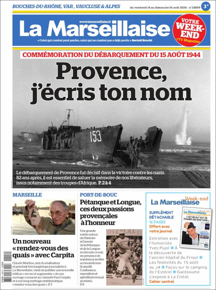 Portada de La Marseillaise (Francia)