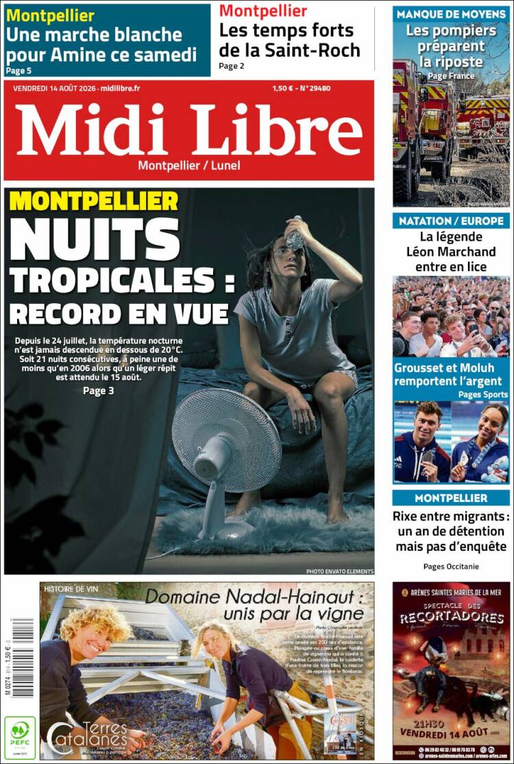 Portada de Midi Libre (Francia)