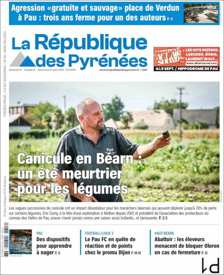 Portada de La République des Pyrénées (Francia)