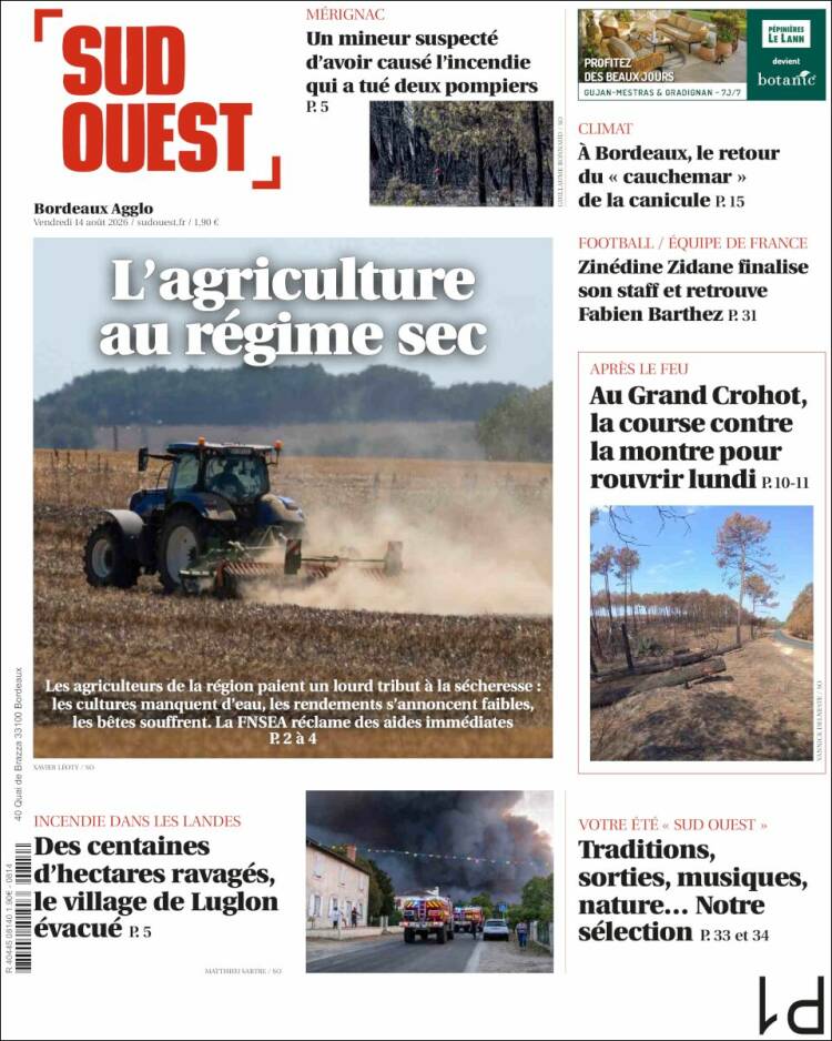 Portada de Sud Ouest (Francia)