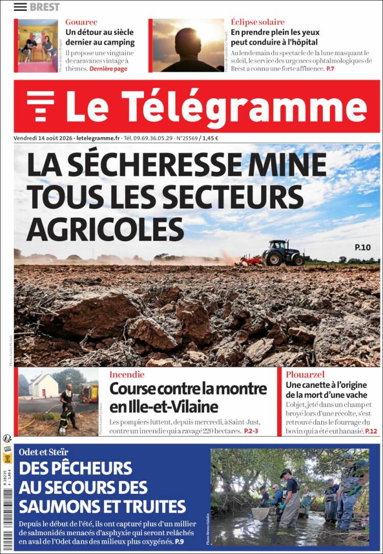 Portada de Télégramme (Francia)