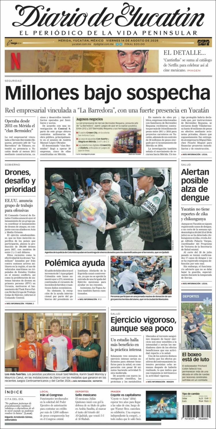 Portada de Diario de Yucatán (M&eacute;xico)