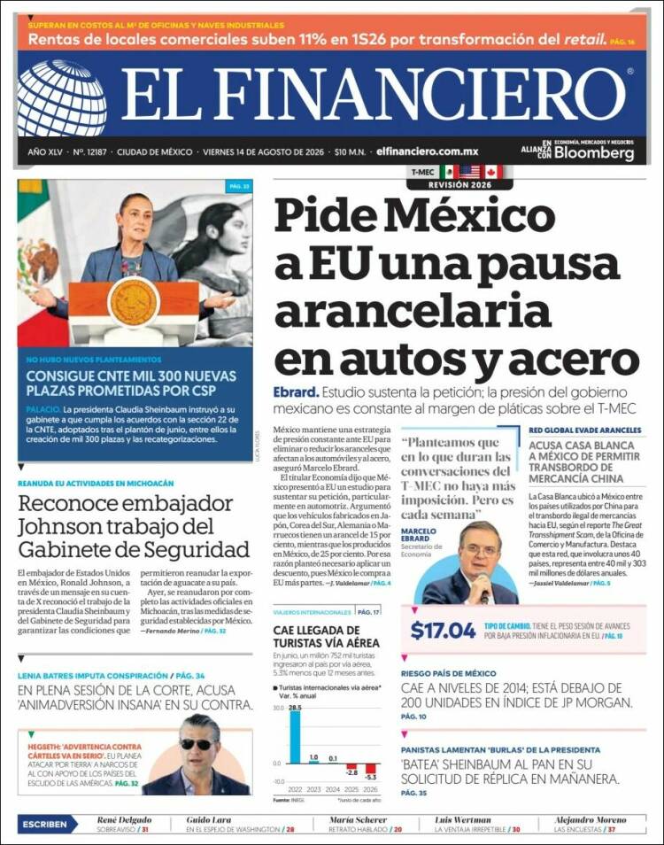 Portada de El Financiero (M&eacute;xico)