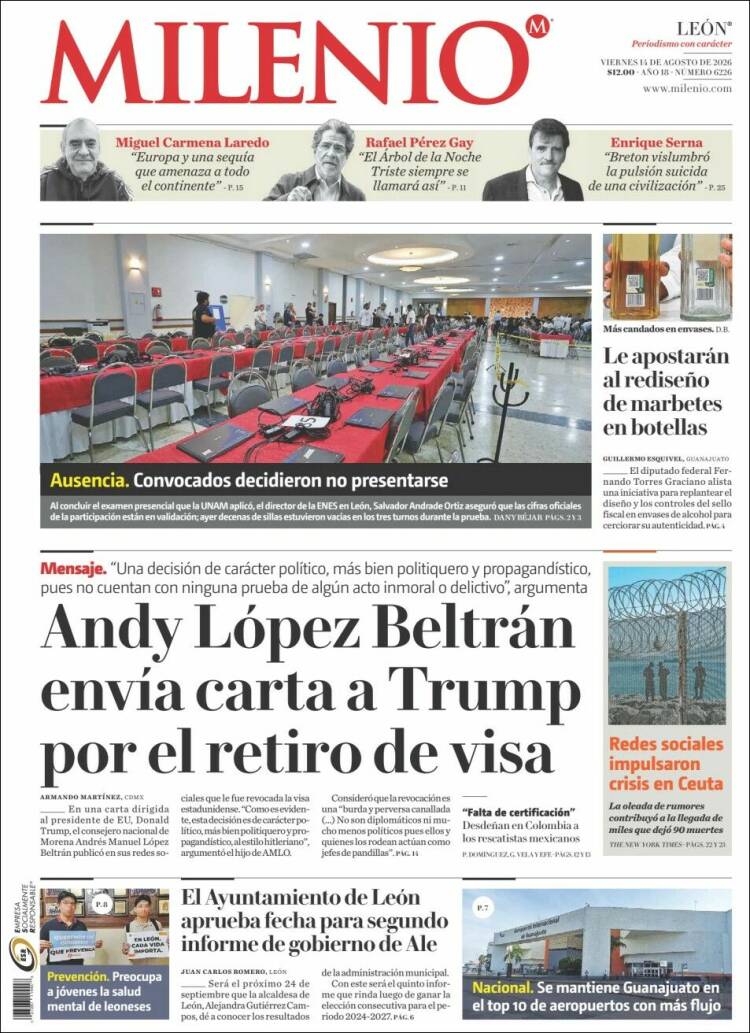 Portada de Milenio de León (M&eacute;xico)
