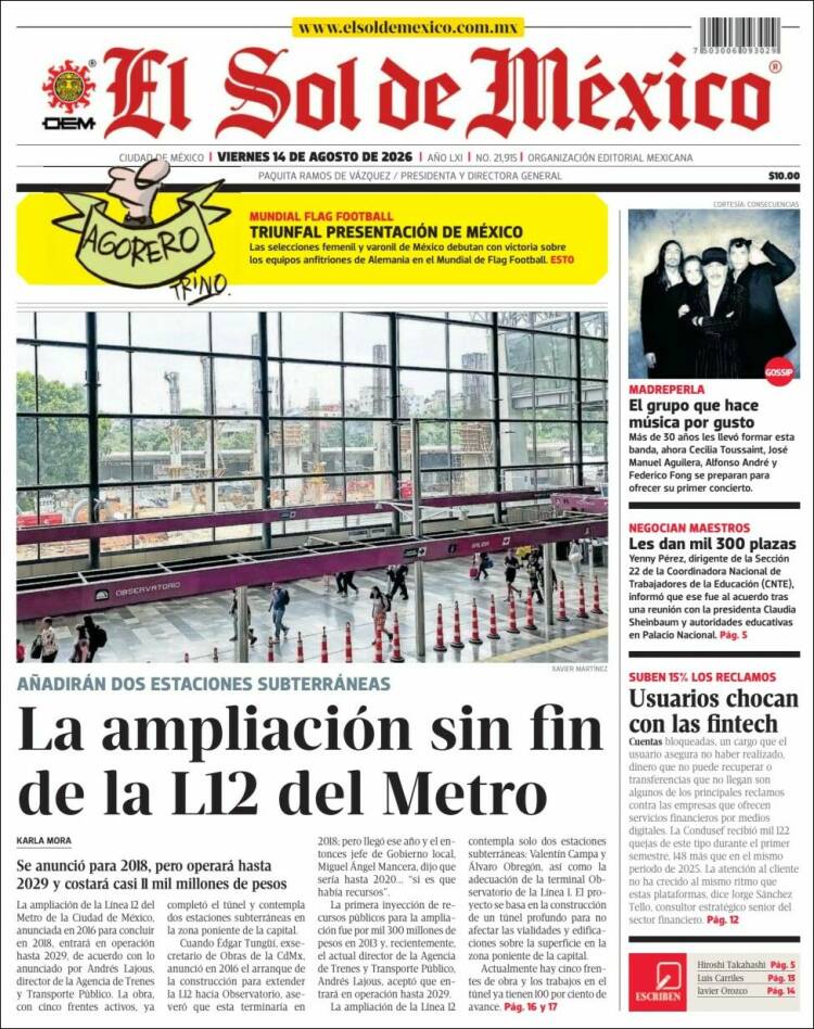 Portada de El Sol de México (Mexique)