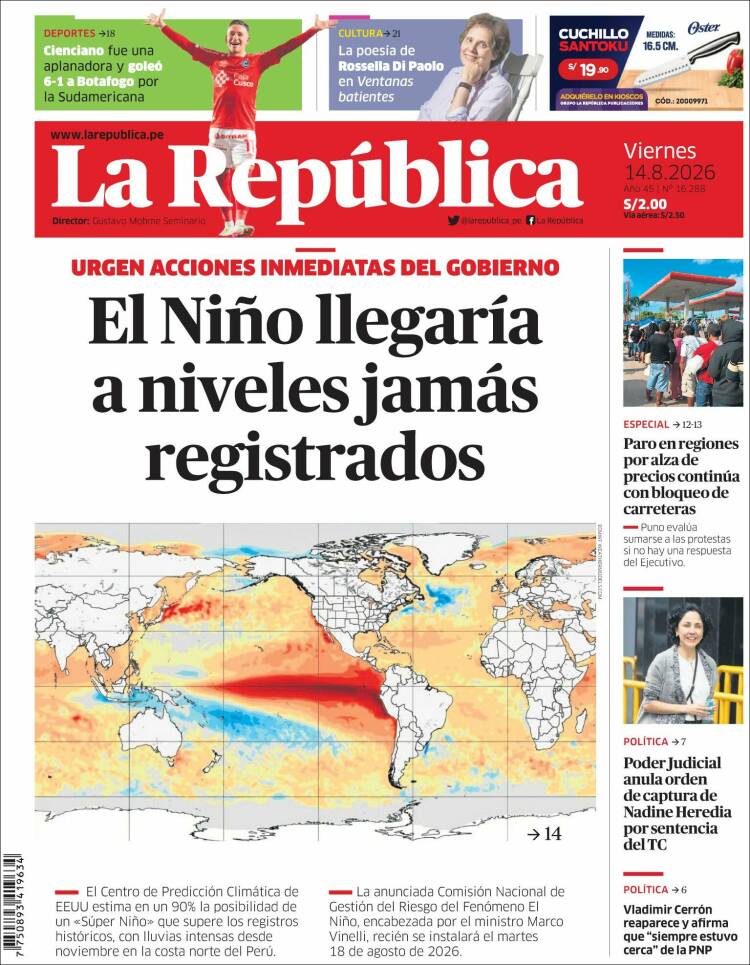 Portada de La Republica (Per&uacute;)