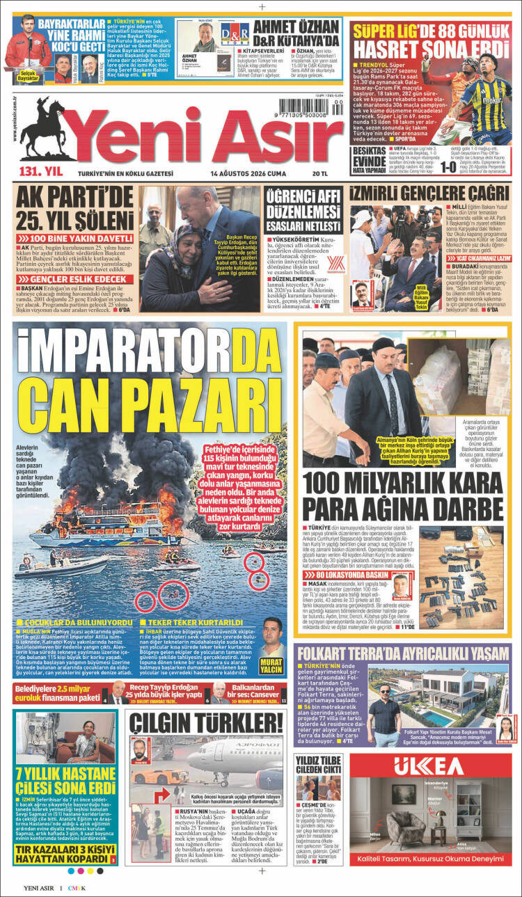 Portada de Yeni Asır (Turqu&iacute;a)