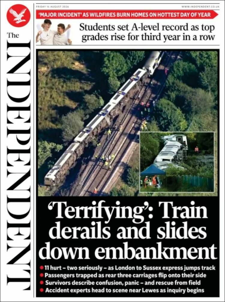 Portada de The Independent (Reino Unido)