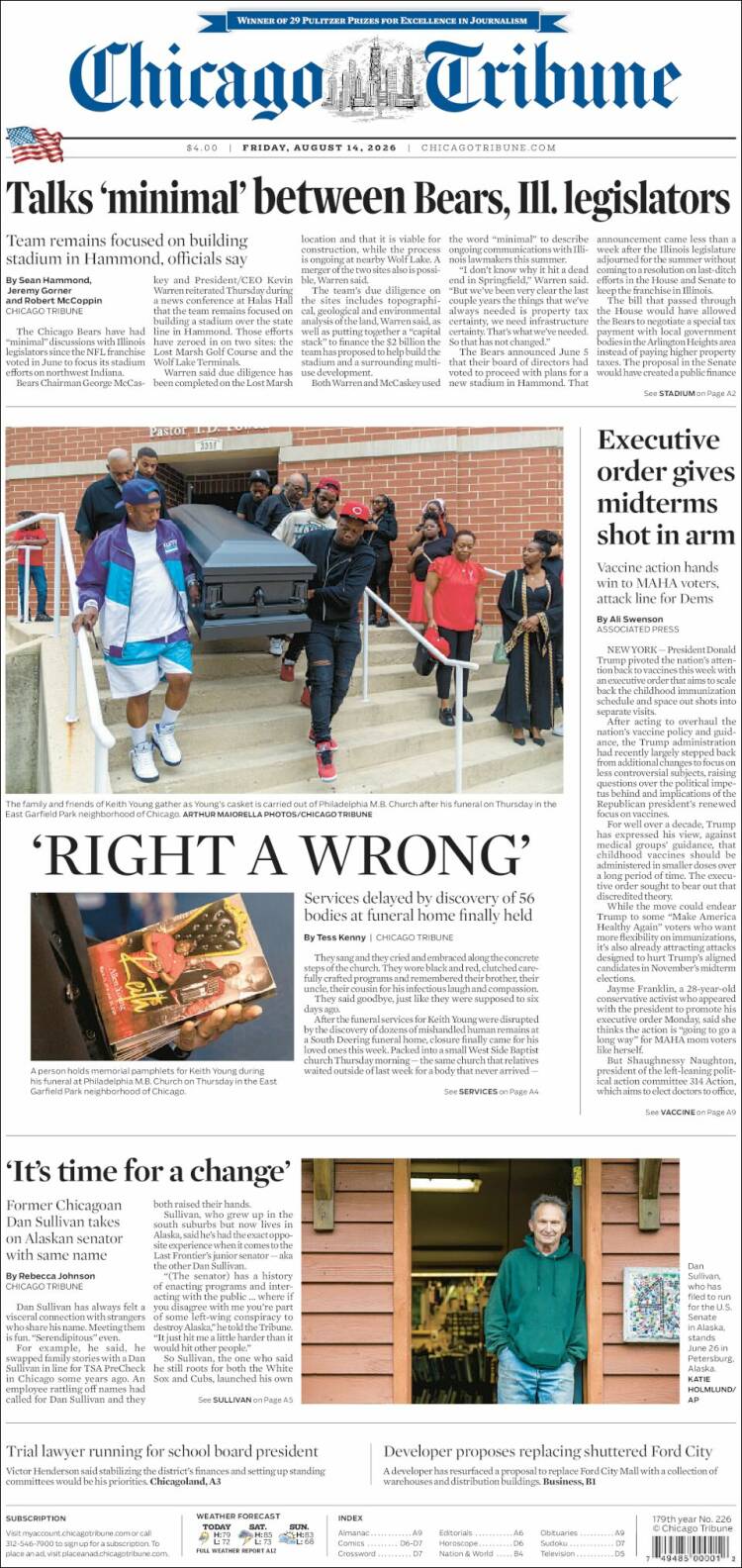 Portada de Chicago Tribune (USA)