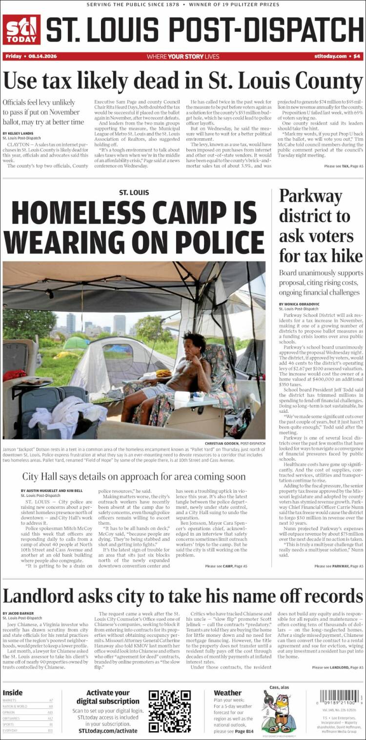 Portada de St. Louis Post-Dispatch (USA)