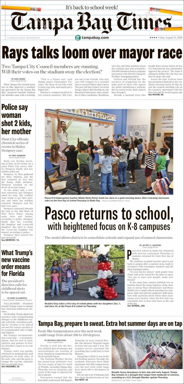 Portada de Tampa Bay Times (USA)