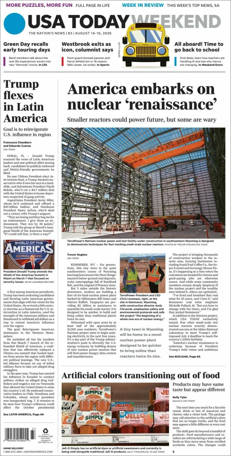 Portada de USA Today (USA)
