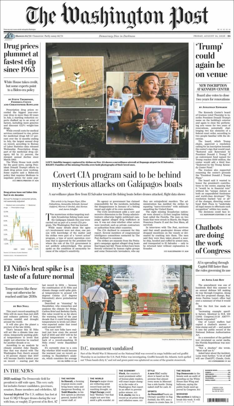 Portada de The Washington Post (USA)