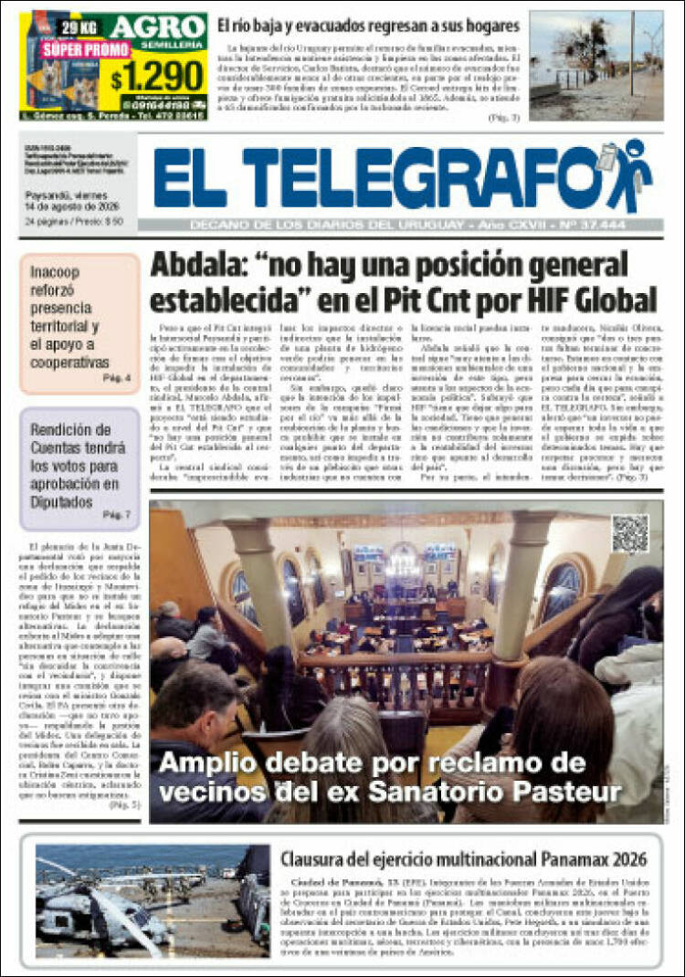 Portada de El Telégrafo (Uruguay)