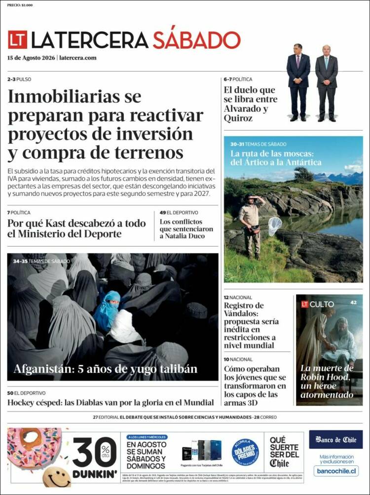 Portada de La Tercera (Chile)