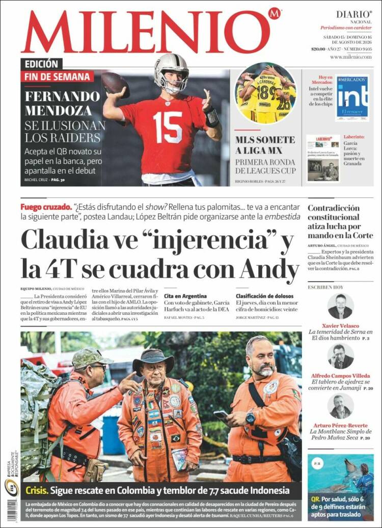Portada de Milenio (M&eacute;xico)
