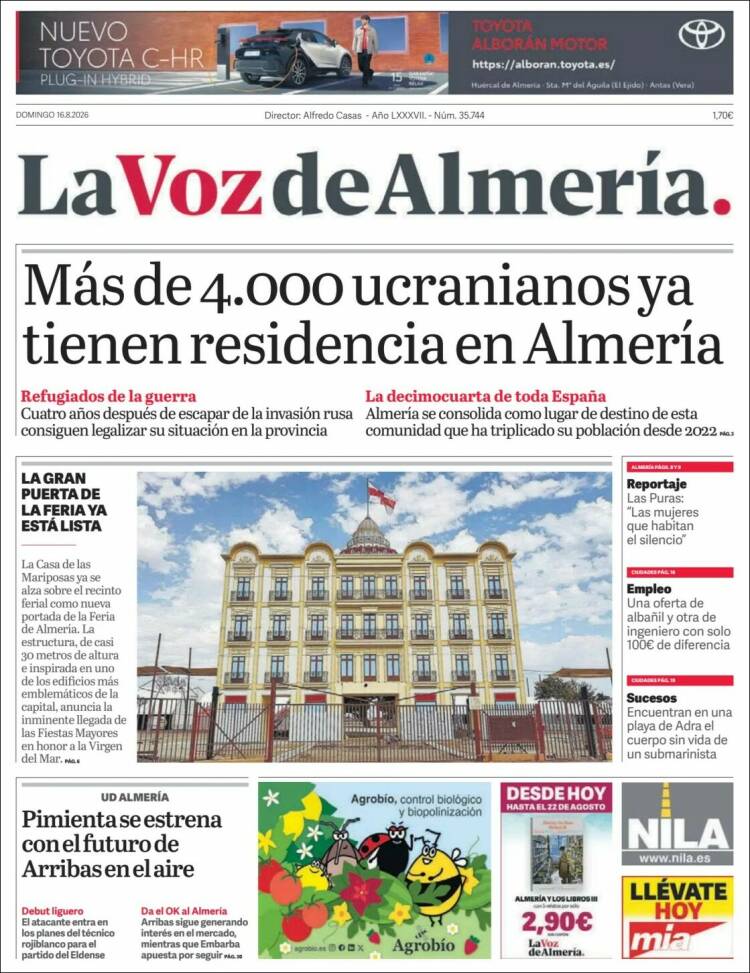 Portada de La Voz de Almería (Espa&ntilde;a)